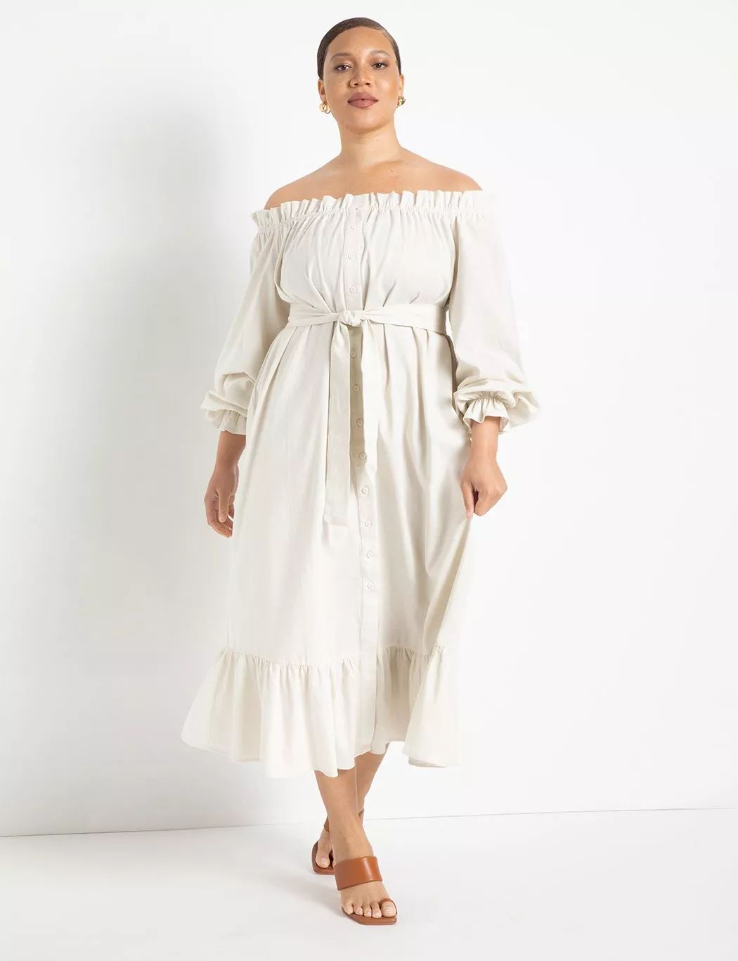 Linen Maxi Day Dress | Women's Plus Size Dresses | ELOQUII | Eloquii