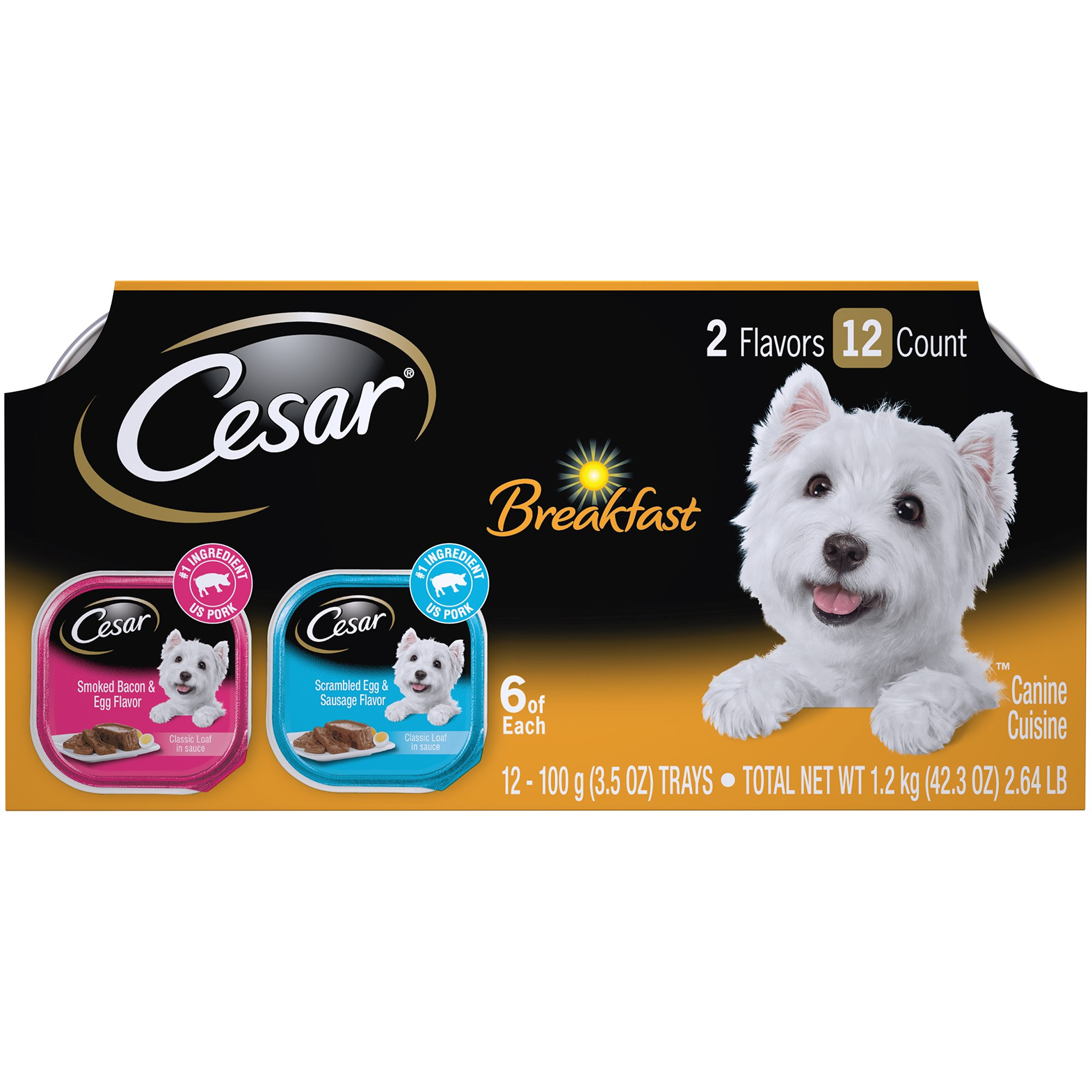 (12 Pack) CESAR Soft Wet Dog Food Classic Loaf in Sauce Breakfast Variety Pack, 3.5 oz. Easy Peel... | Walmart (US)