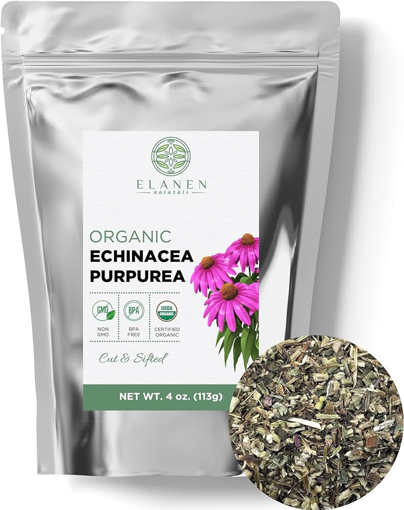 Organic Echinacea Purpurea 4 oz. (113g), USDA Certified Organic Dried Echinacea Tea, Premium Echi... | Amazon (US)
