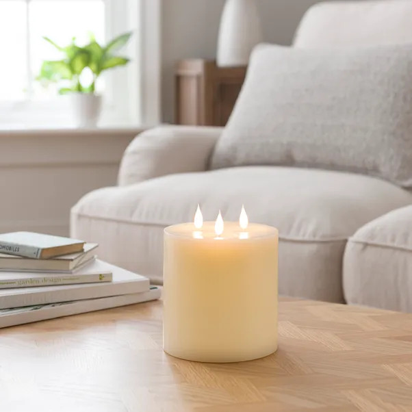 LED Wax Pool Multi Wick Pillar Candle | Dunelm
