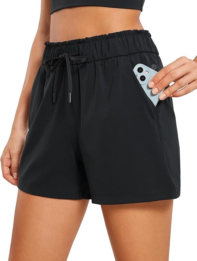 CRZ YOGA Womens 4-Way Stretch Athletic Shorts High Waisted - Comfy Work Casual Shorts with Pocket... | Amazon (US)
