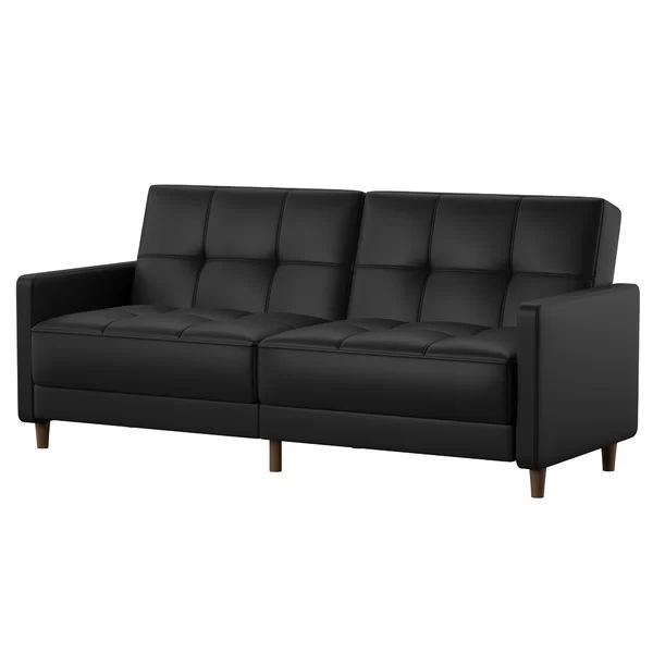 Benitez Full 76" Wide Faux Leather Tufted Back Convertible Sofa | Wayfair North America