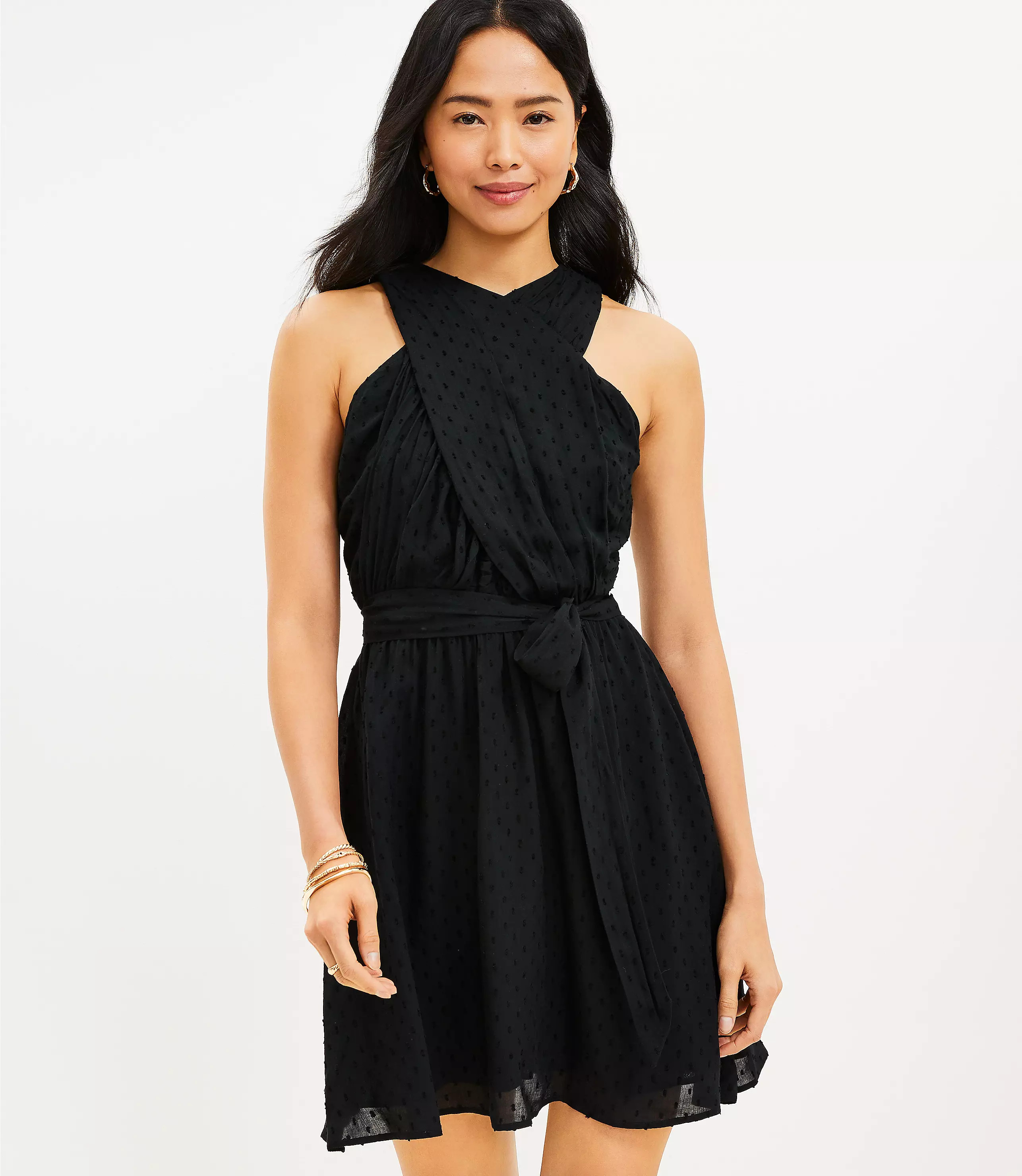 Petite Crossover Halter Dress | LOFT