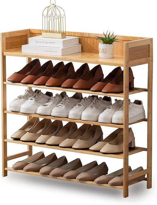 latifolia Bamboo Shoe Rack, 5-Tier Shoe Rack Organizer for Entryway Hallway Closet, Stackable(31.... | Amazon (US)