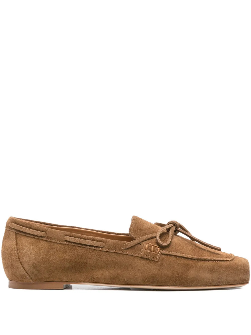 Aeyde Jasper bow-detail suede loafers - Brown | Farfetch Global