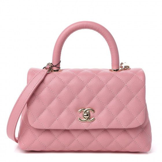 CHANEL Caviar Quilted Mini Coco Handle Flap Pink | Fashionphile