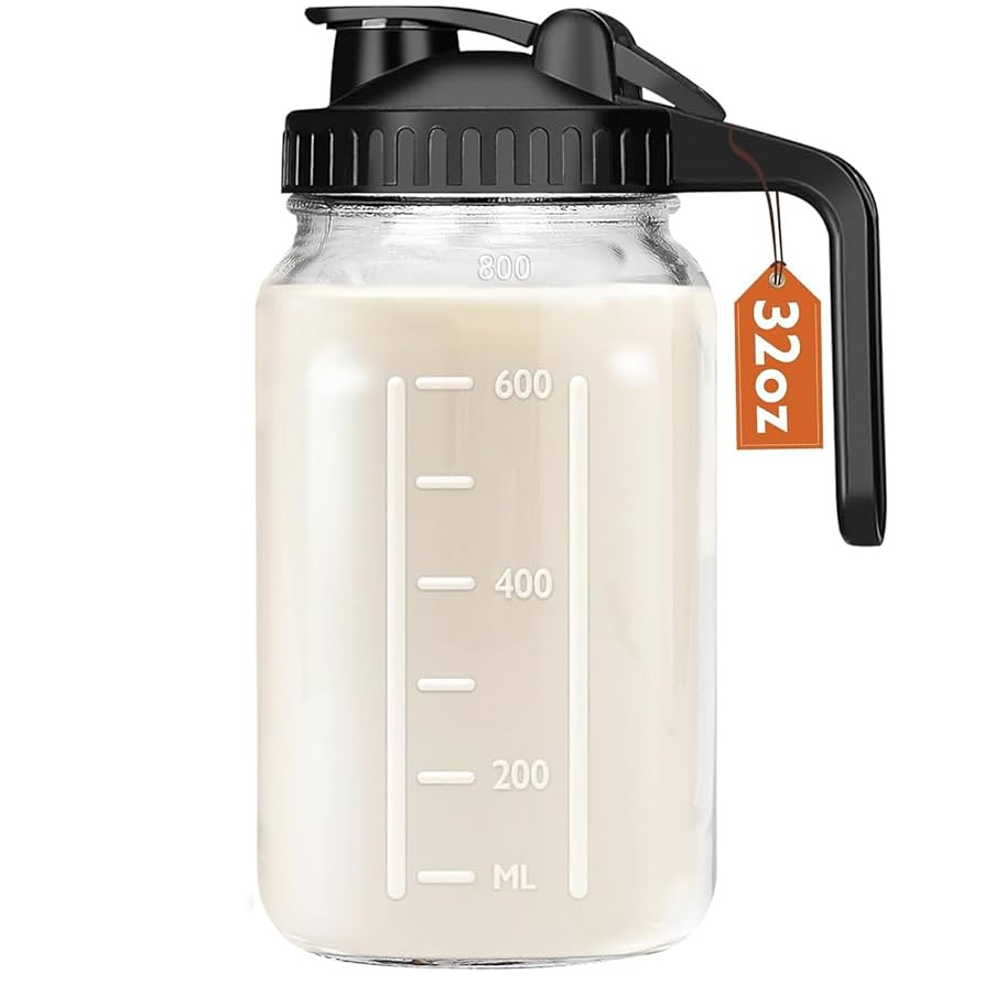 Breast Milk Pitcher, 32 OZ Mason Jar Pitcher with Lid Double Leak Proof,1 Quart Breastmilk Storag... | Amazon (US)