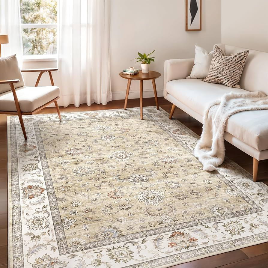 Area Rugs 6x9 Rug for Living Room, Washable Rugs 9x12, Non Slip Water Repellent Floor Carpet, Low... | Amazon (US)