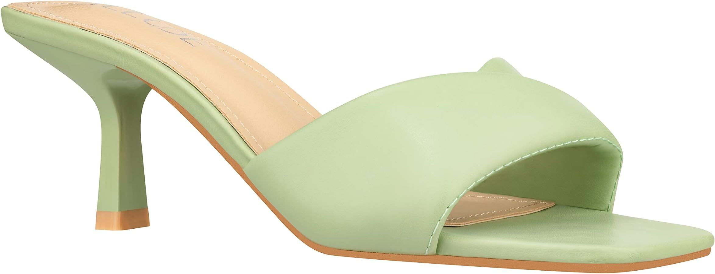 ILLUDE Women’s Low Heel Mules Open Square Toe Slip On Comfortable Cushion Heeled Sandals | Amazon (US)