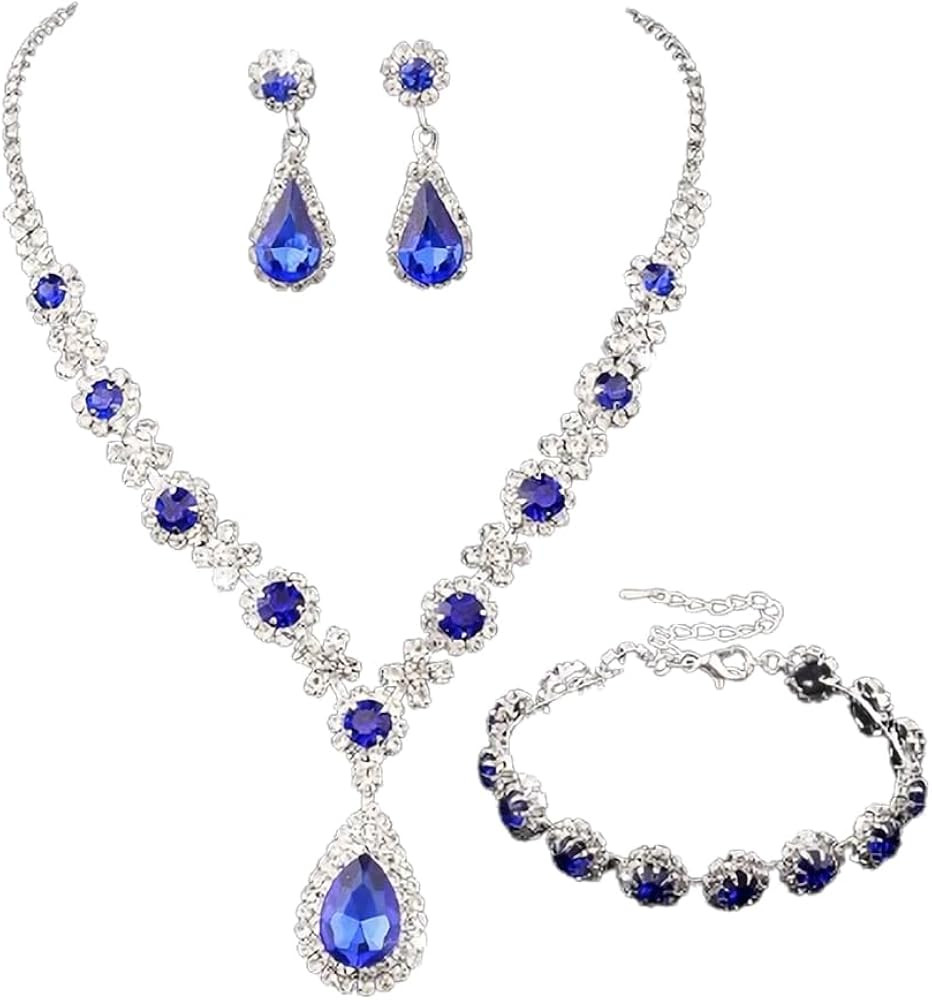 PINKPIN 3pcs Jewelry Set for Women, Necklace Dangle Earrings Bracelet Set, Allergy Free Wedding P... | Amazon (US)