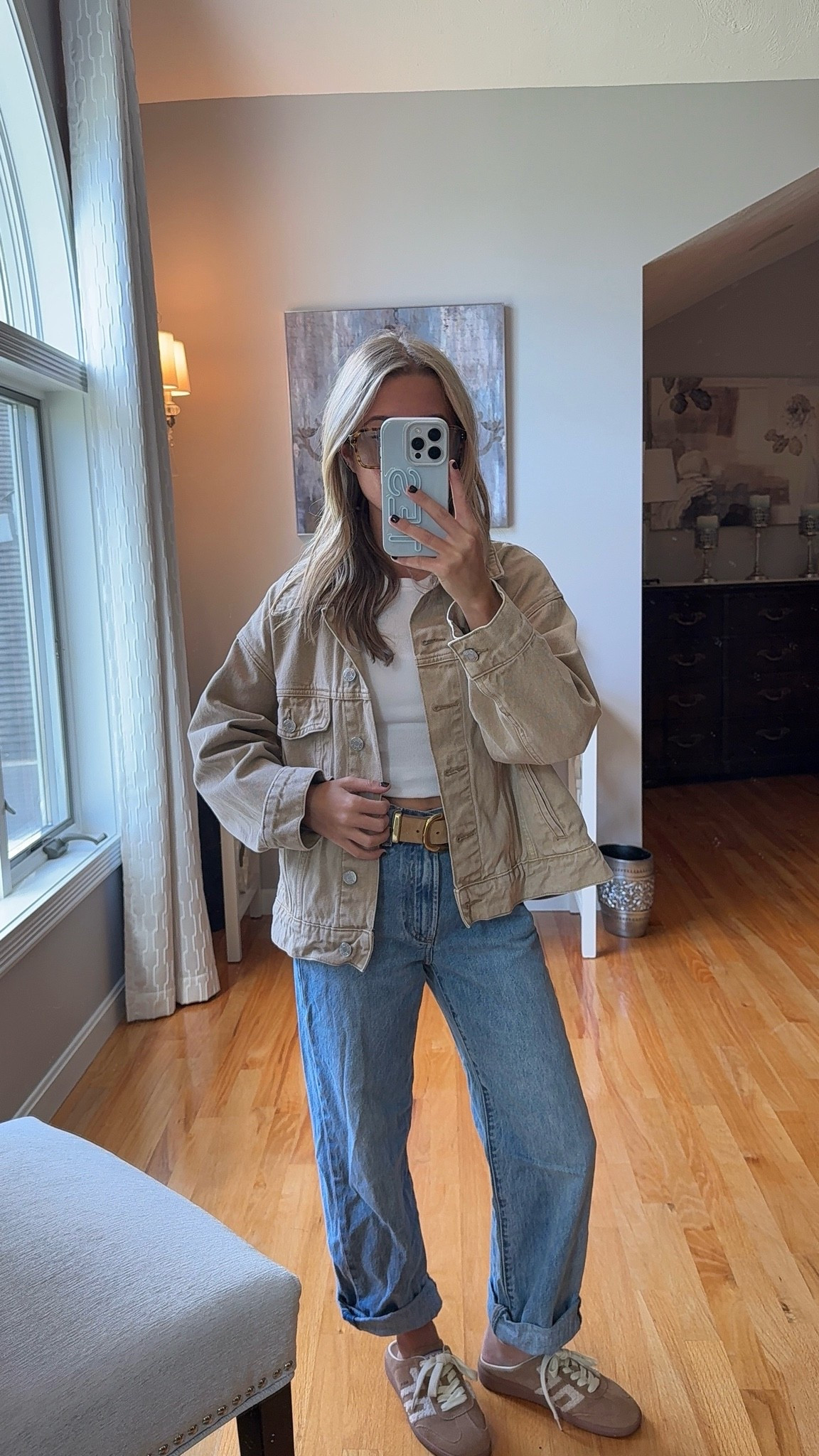 wearing 23 short in jeans and xs in tee and jacket

#LTKootd #LTKSeasonal #LTKU
