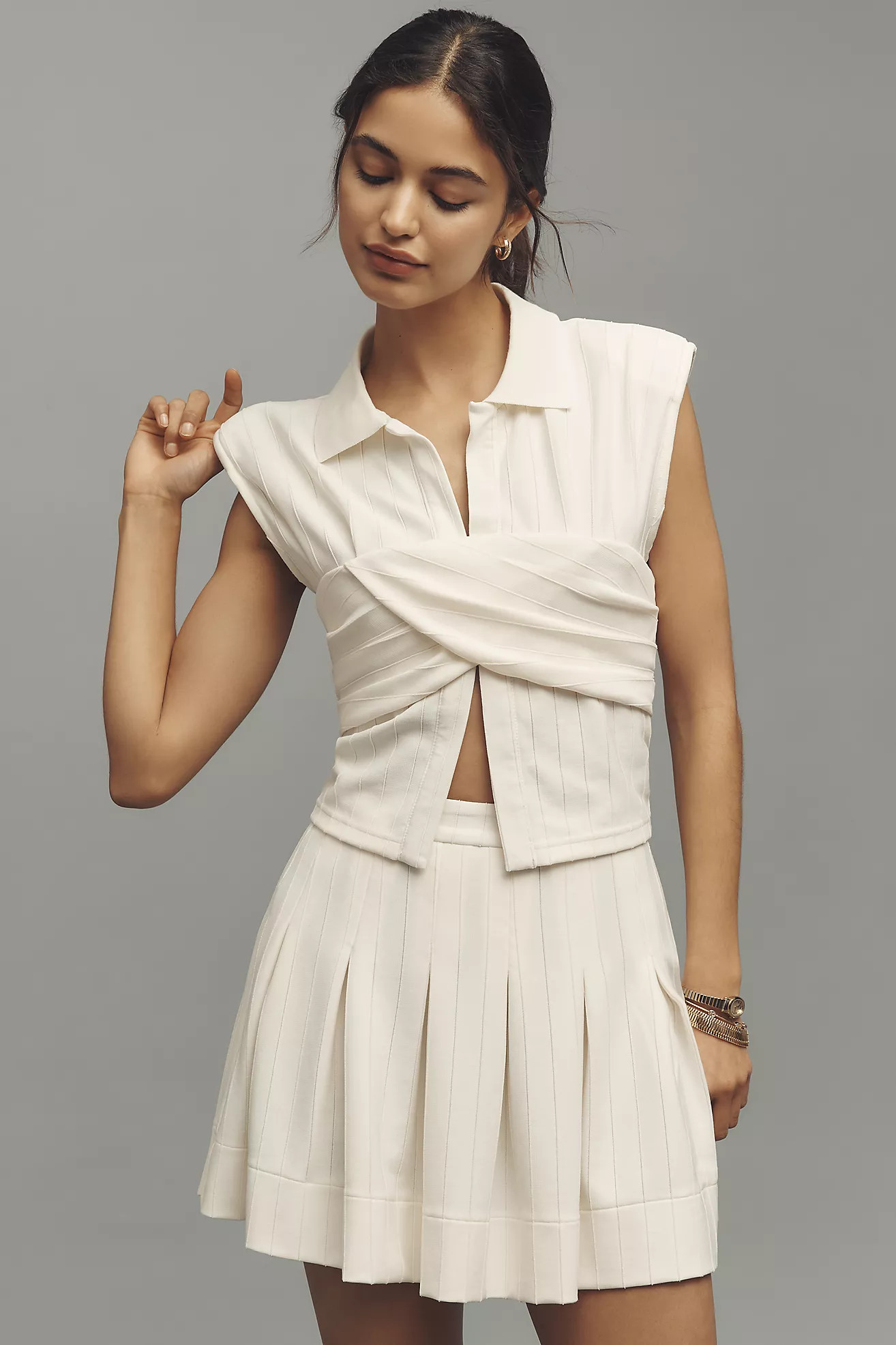 Blue Tassel Twist Front Sleeveless Blouse | Anthropologie (US)