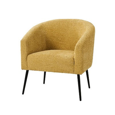 Guy Modern Boucle Armchair with Barrel Chair and Metal Leg-YELLOW | Target