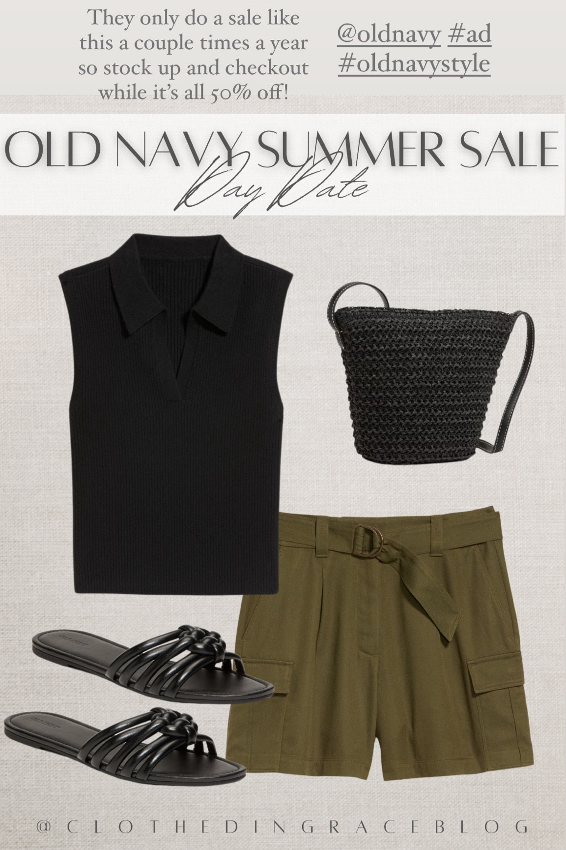 This outfit from @oldnavy would be such a great option for a summer day date. The cargo style shorts are trending big time. 👌🏻 Reminder that everything on the Old Navy website is 50% off today!  #oldnavypartner #oldnavystyle 


#LTKFindsUnder50 #LTKSaleAlert