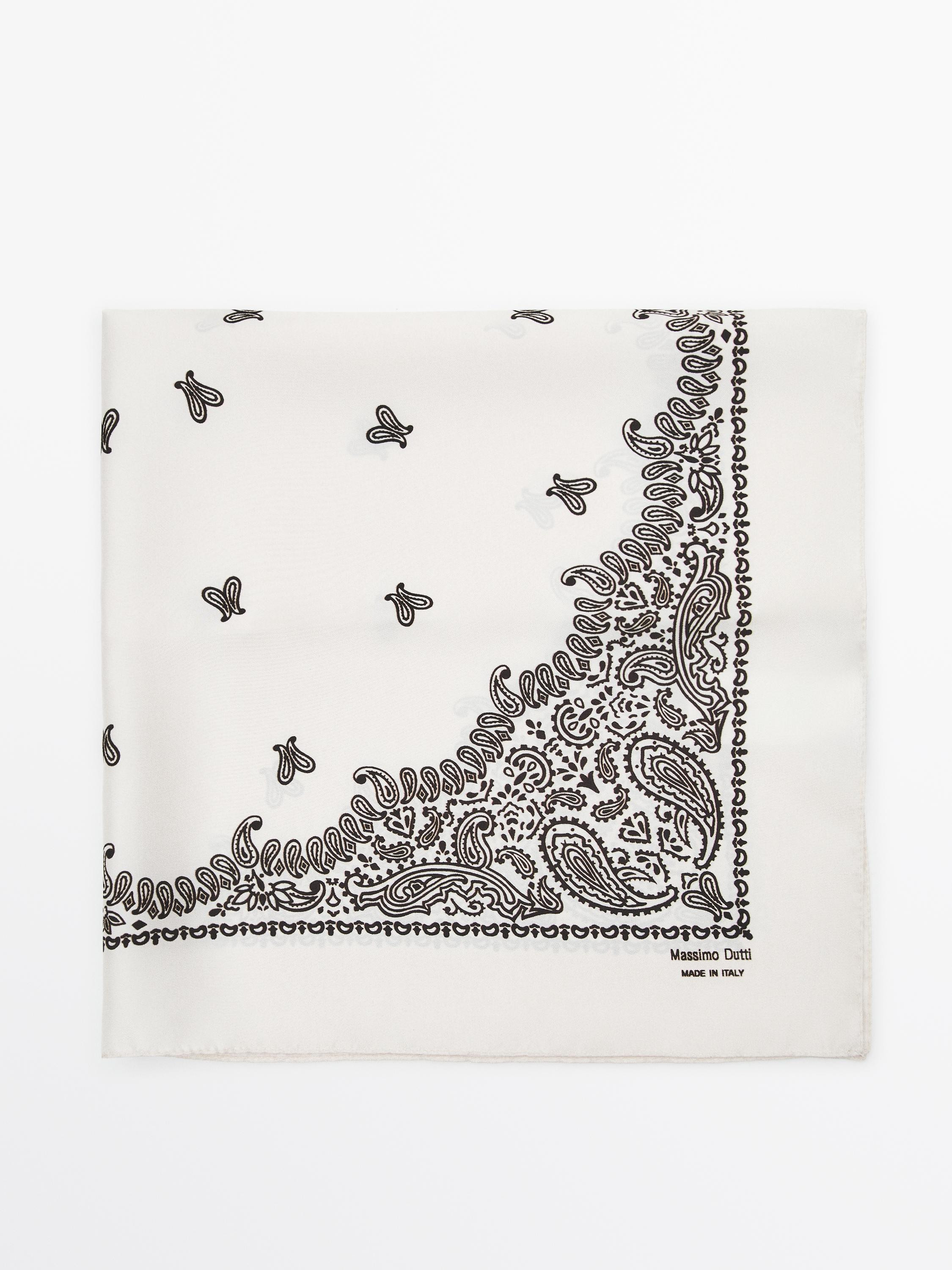 100% silk paisley print scarf | Massimo Dutti UK