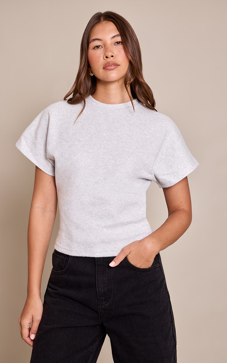 Grey Heavy Rib Cinched Waist T Shirt | Pretty Little Thing (Australia & New Zealand)