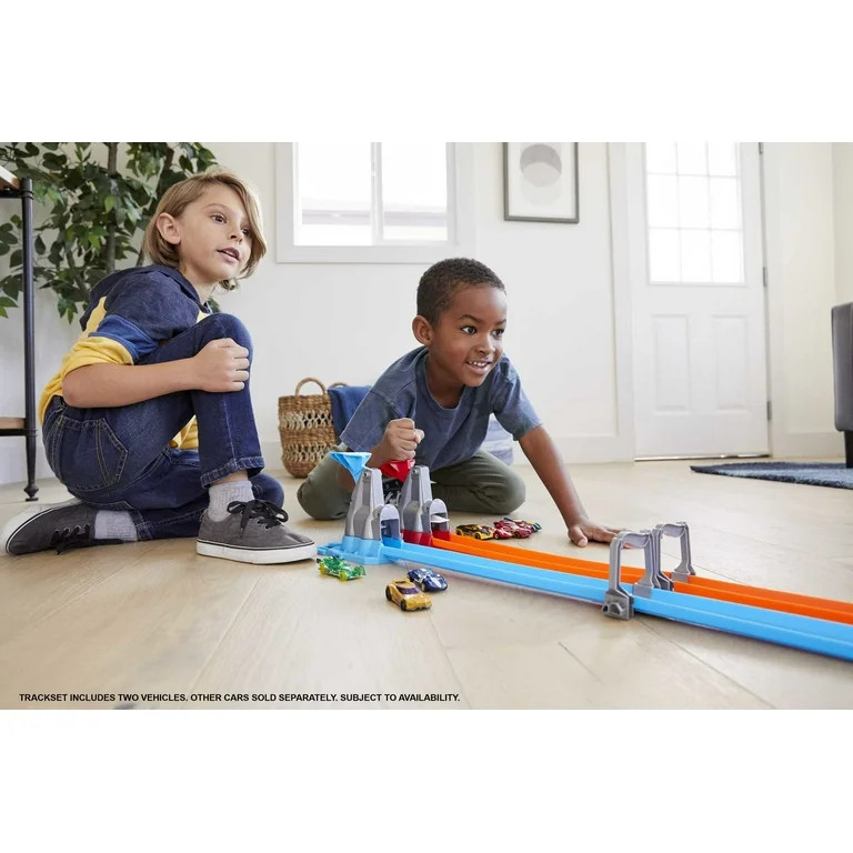 Hot Wheels Double Loop Dash Track Set with 2 Toy Cars in 1:64 Scale, 12-ft Long, for Children Age... | Walmart (US)