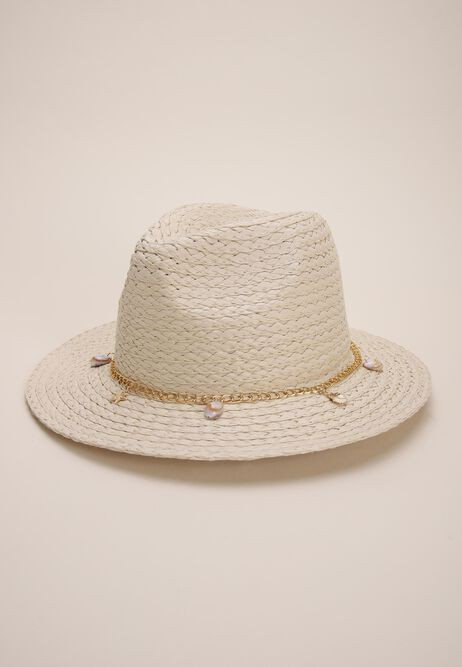 Womens Natural Charm Trim Fedora Hat | Peacocks