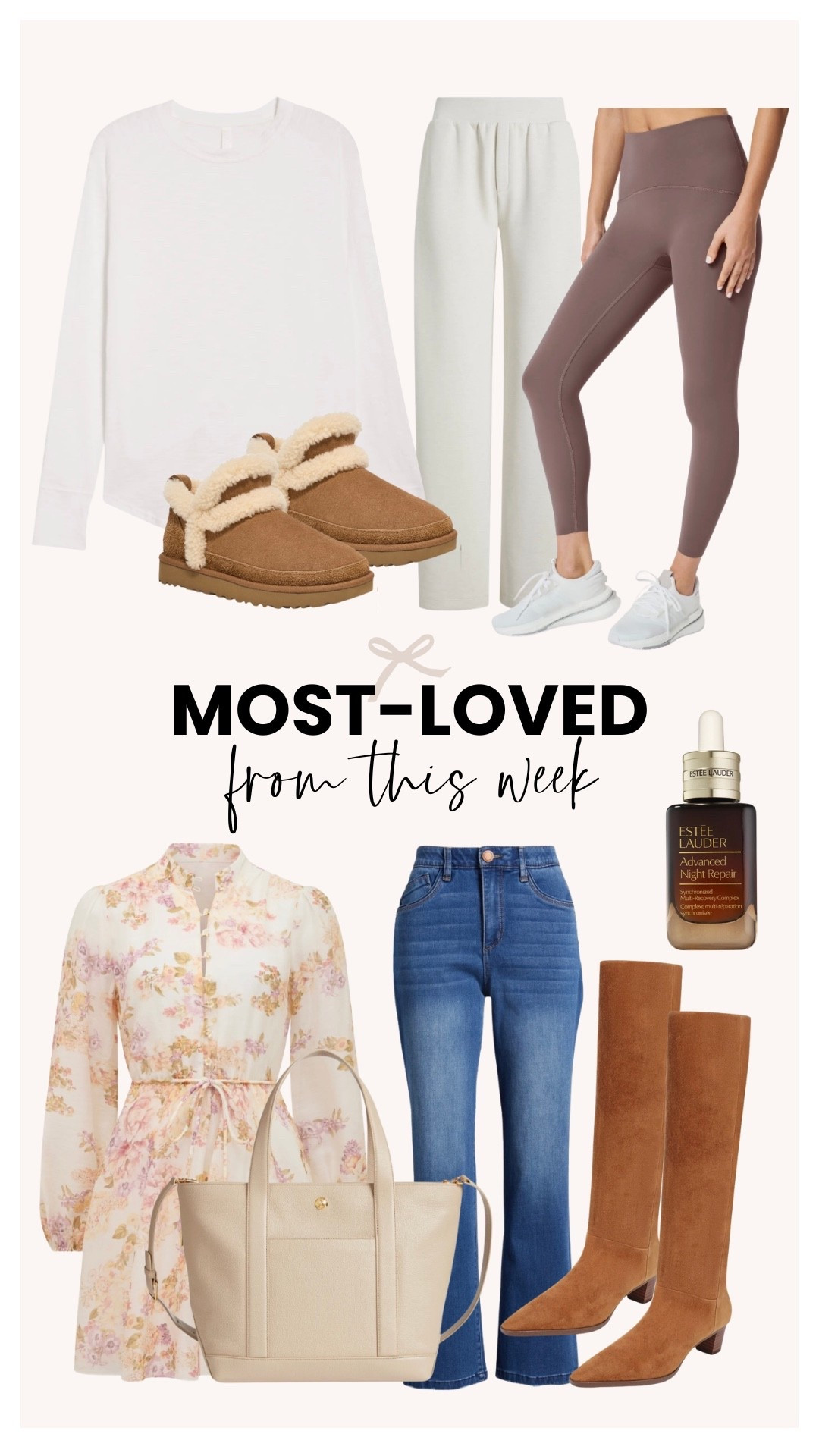 This week’s most-loved finds include cozy slippers, a classic white long-sleeve tee, and wide-leg lounge pants for at-home comfort. High-waisted leggings were a top pick for workouts and errands. Rounding out the list, the Estée Lauder Advanced Night Repair stayed a best-seller for glowing, hydrated skin.

#LTKStyleTip #LTKShoeCrush #LTKBeauty