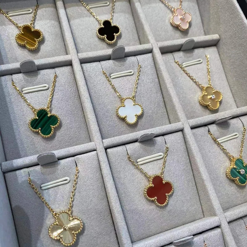 Classic Four Leaf Clover Necklaces Pendants Mother-of-Pearl Stainless Steel Plated 18K for Women ... | DHGate