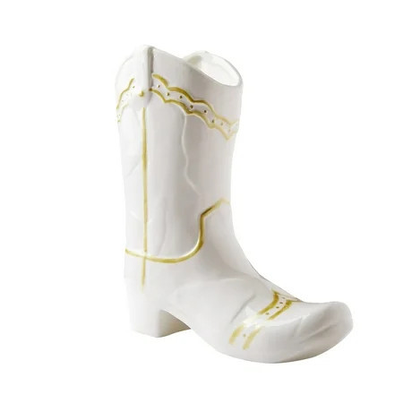 Mainstays White and Gold Cowgirl Boot Ceramic Vase, 7.3" L x 9" H | Walmart (US)