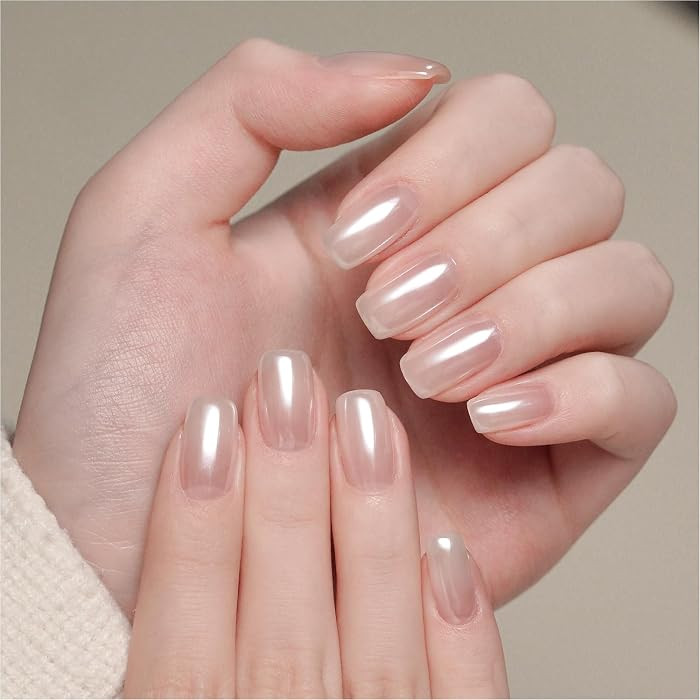 GAOY White Pearl Chrome Nail Powder, Mirror Effect Shimmer Glitter Pigment Mermaid Aurora Nail Ar... | Amazon (US)