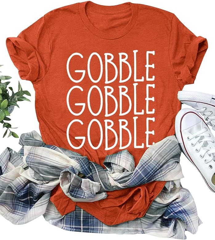 For G and PL Women's Short Sleeve Thanksgiving Shirts Graphic Tee | Amazon (US)