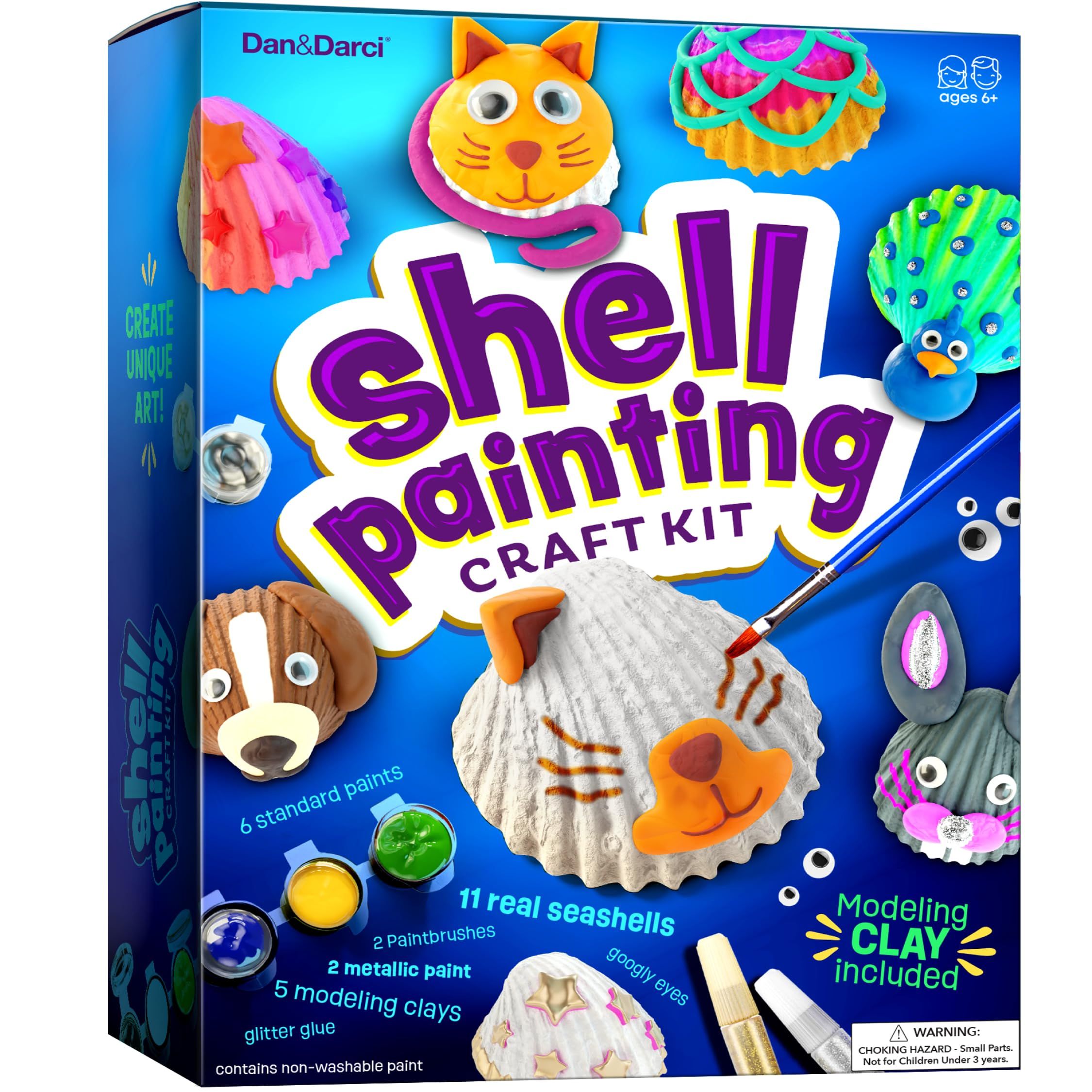 Dan&Darci Kids Sea Shell Painting Kit - Arts & Crafts Gifts for Boys and Girls - Easter Craft Act... | Amazon (US)