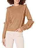 BCBGeneration Women's Long Sleeve Sweater with Ruffles, Camel, Medium | Amazon (US)