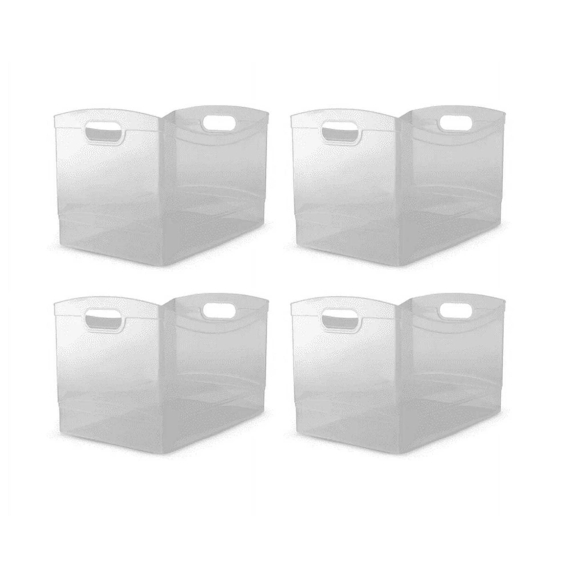 Mainstays Utility Storage Organizer Bin, Clear, Set of 4 | Walmart (US)