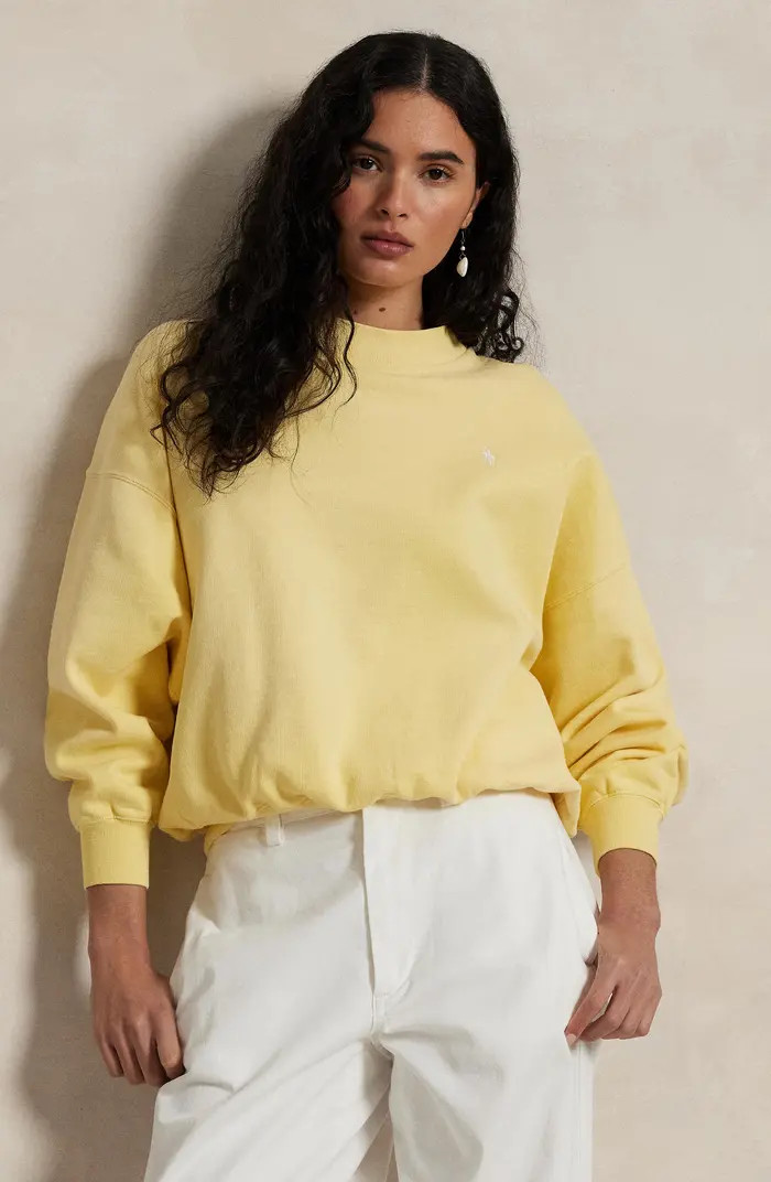 Polo Ralph Lauren Oversize Logo Graphic Sweatshirt in Summer Blue at Nordstrom, Size X-Small | Nordstrom