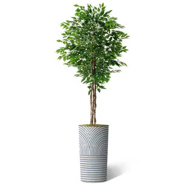 Tall Fake Plants Faux Ficus Tree in Neutral Pattern Planter Indoor And Outdoor Artificial Plants | Wayfair North America