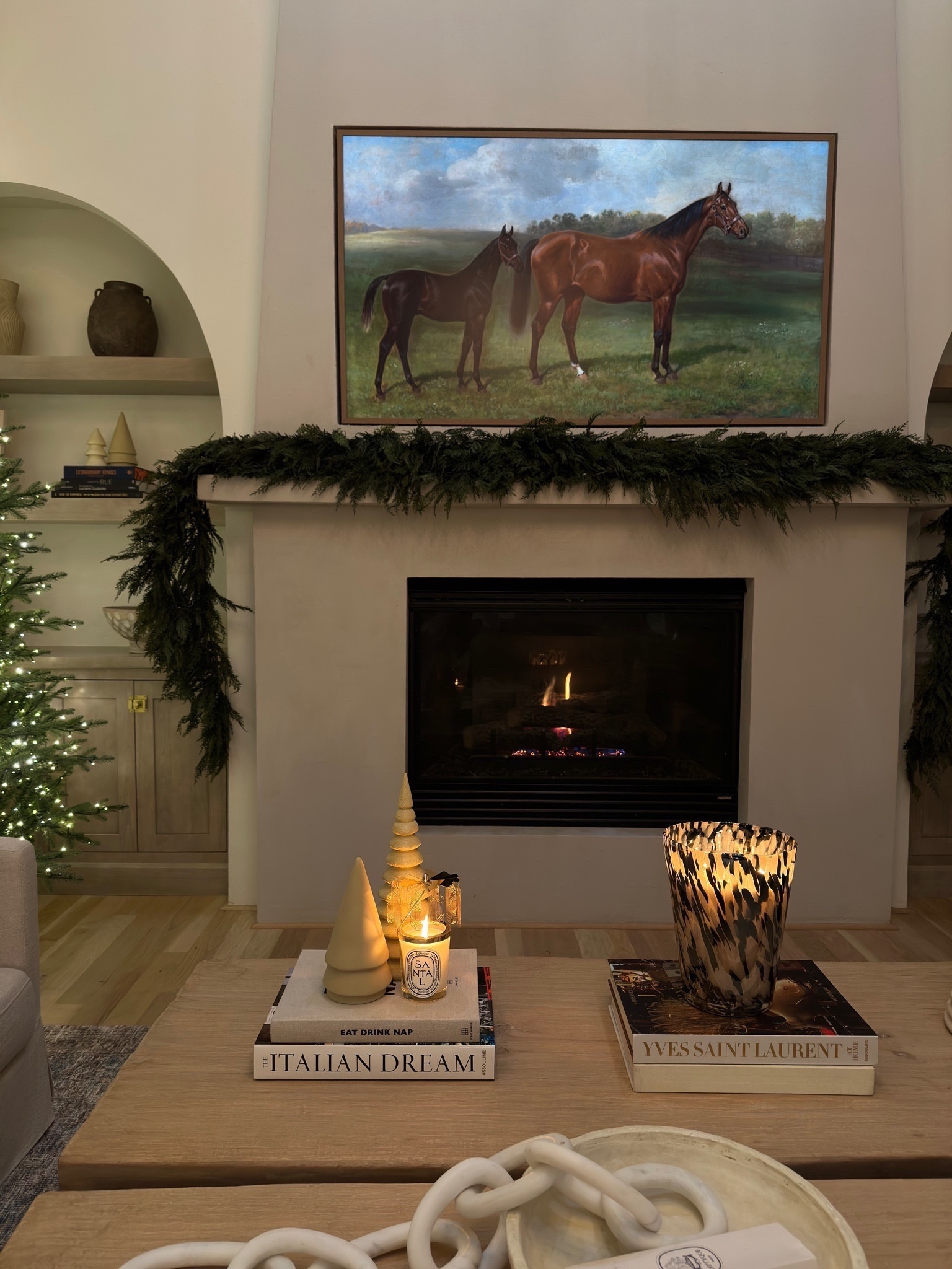 Christmas decor holiday decor mantle decor coffee table decor home garland tree candle 