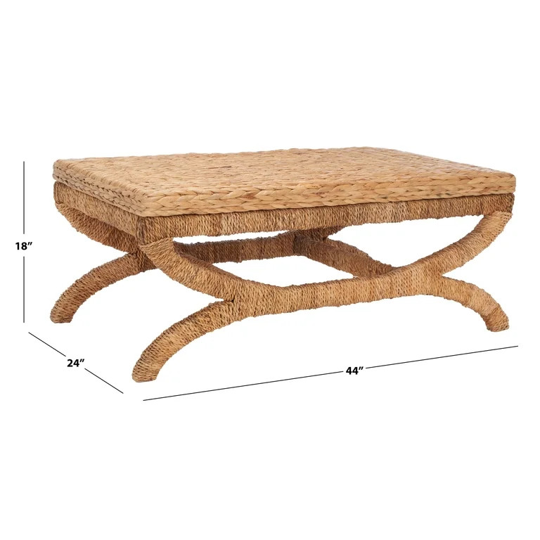 SAFAVIEH Couture Caycee Coastal Water Hyacinth Coffee Table, Natural | Walmart (US)