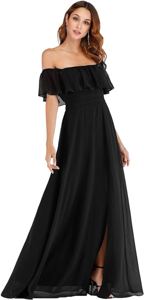 Ever-Pretty Womens Off The Shoulder Ruffle Party Dresses Side Split Beach Maxi Dress 00968 | Amazon (US)