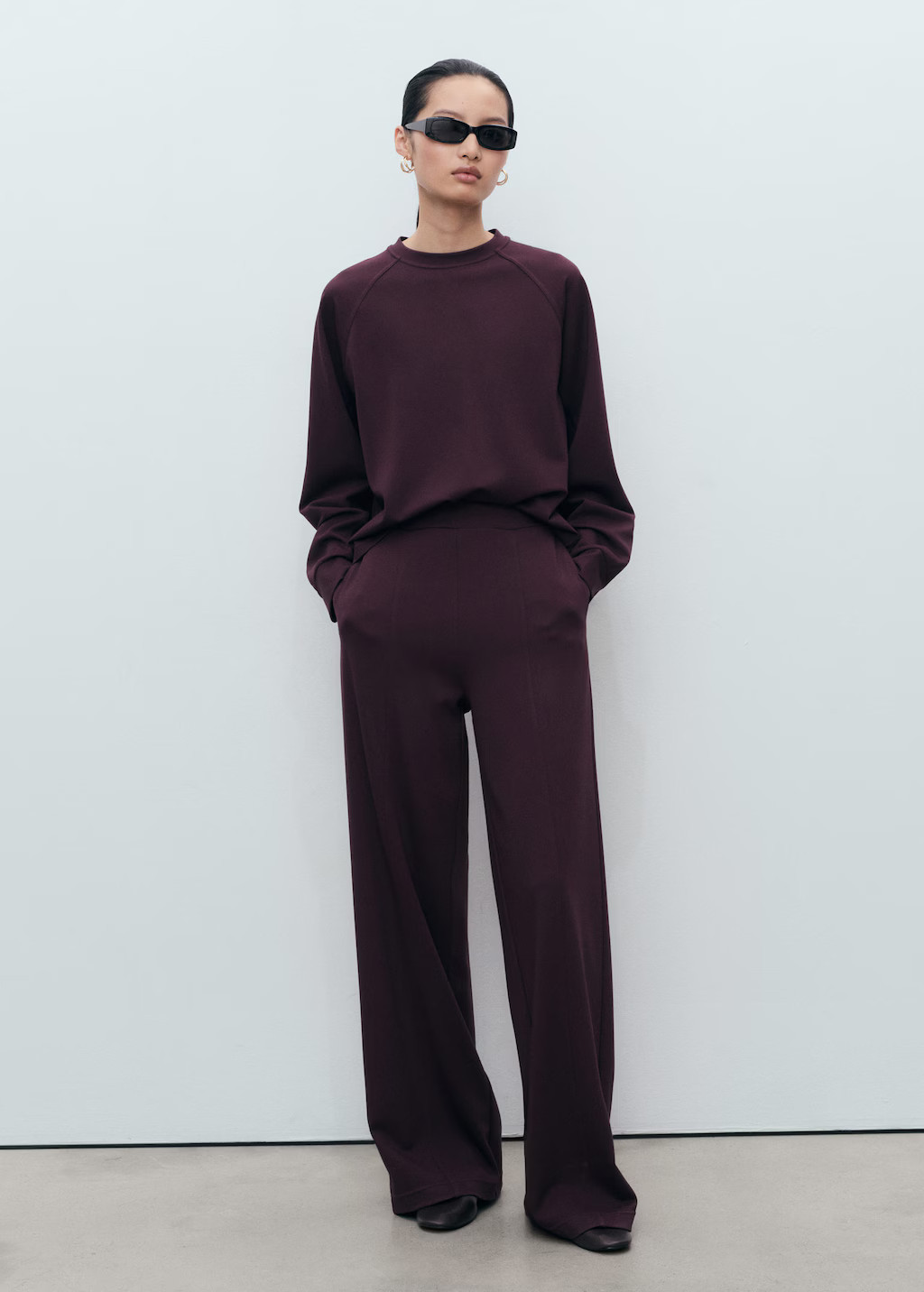 Crewneck sweatshirt burgundy - Woman - XS - MANGO | Mango (US/MX/AU)