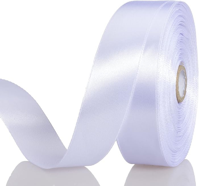 YASEO 1 Inch White Solid Satin Ribbon, 50 Yards Craft Fabric Ribbon for Gift Wrapping Floral Bouq... | Amazon (US)