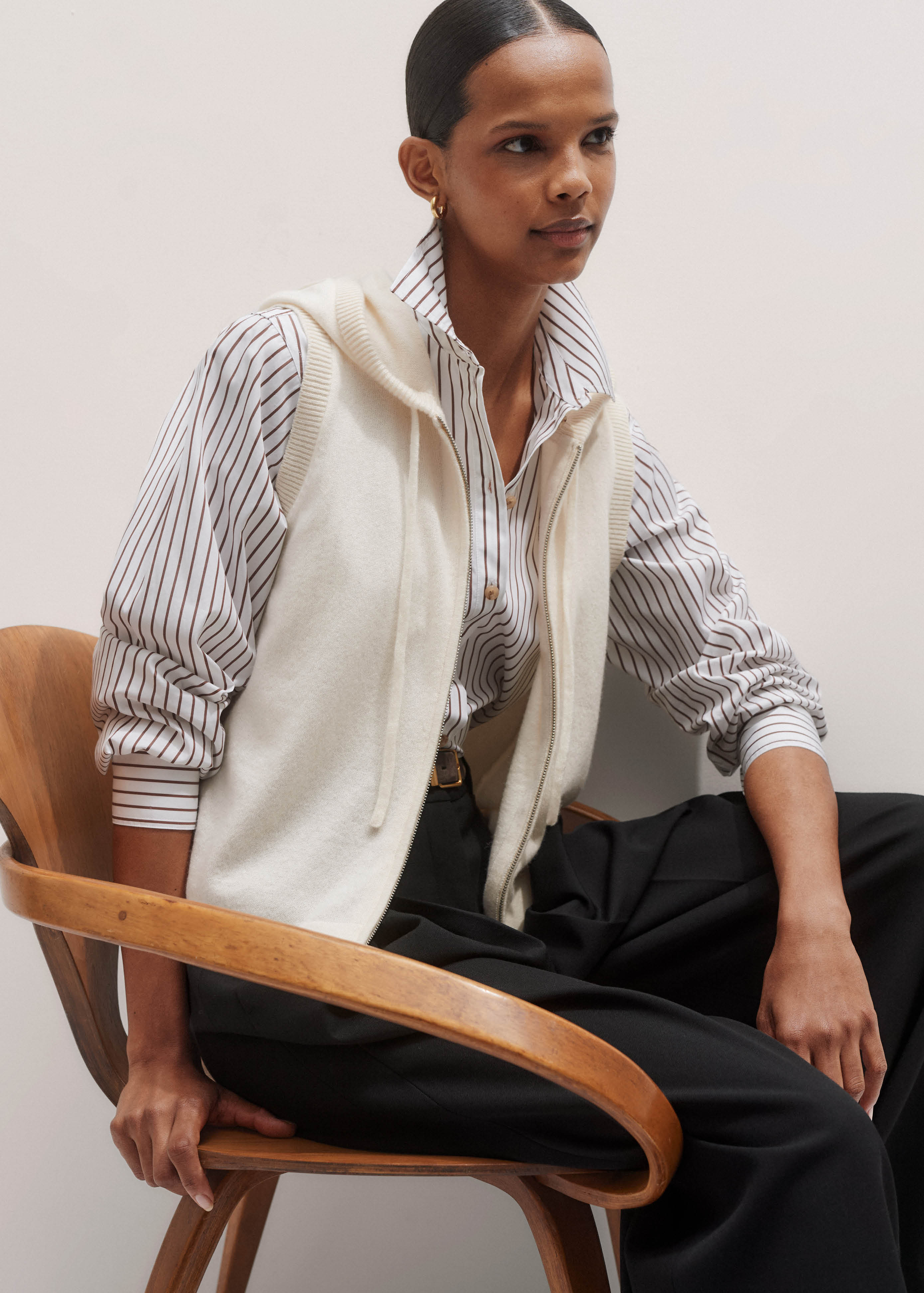 Cashmere Sleeveless Relaxed Zip Hoody 100% Cashmere | ME+EM US