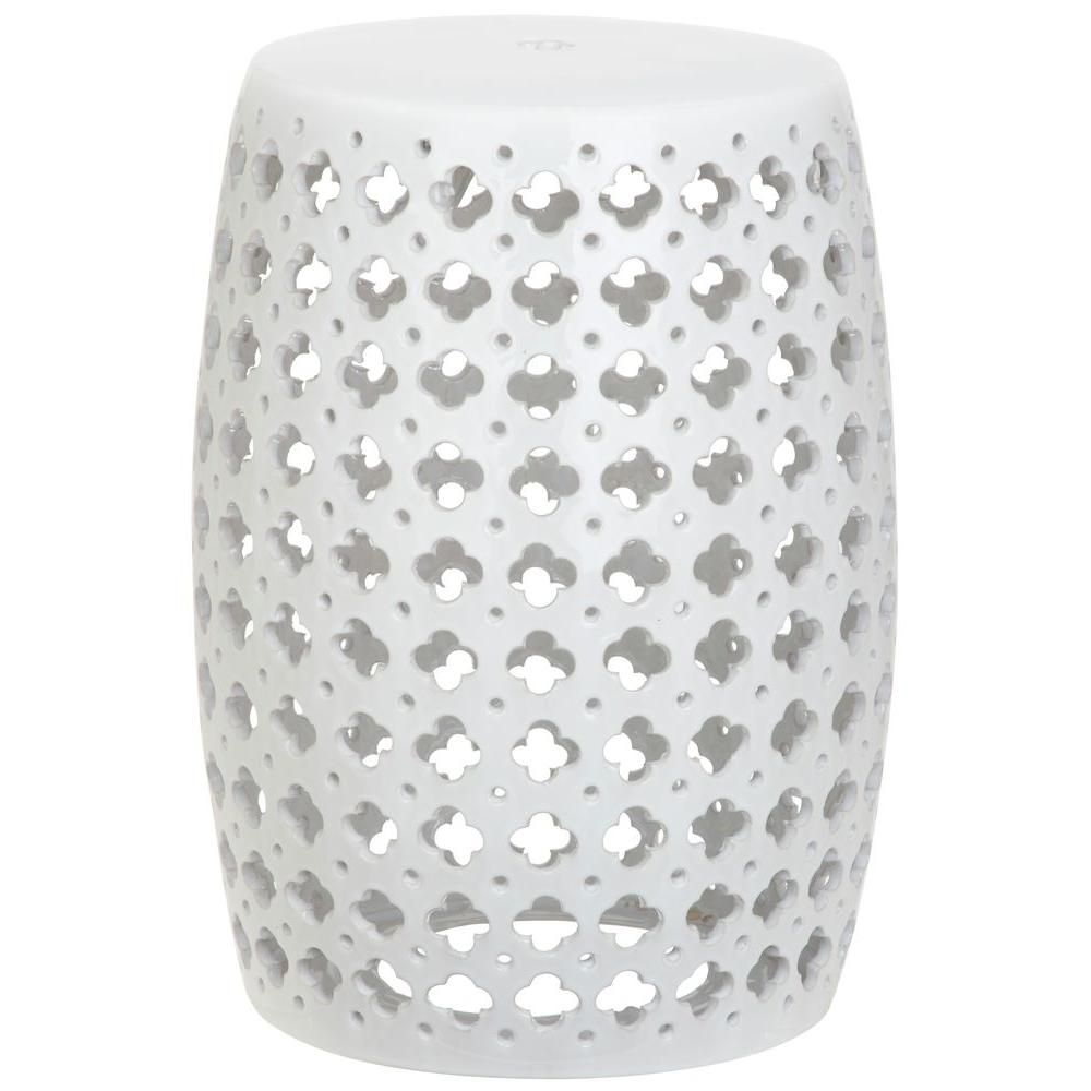 Safavieh Lacey White Ceramic Garden Stool | The Home Depot