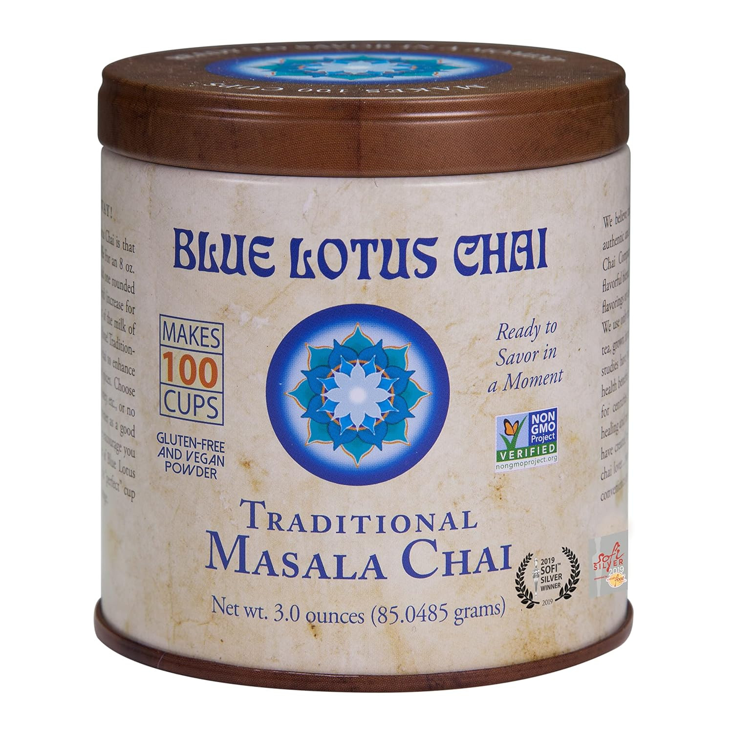 Blue Lotus Chai Tea - Traditional Masala Chai - Makes 100 Cups - 3 Ounce Masala Spiced Chai Powde... | Amazon (US)