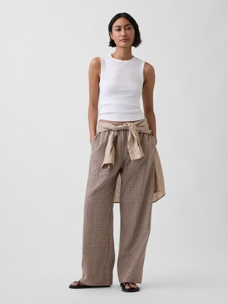 Linen-Blend Easy Wide-Leg Pants | Gap (US)