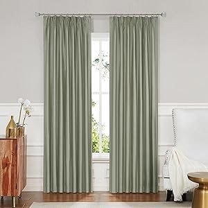 Central Park Sage Green 100% Blackout Pinch Pleat Window Curtain for Bedroom Living Room Window T... | Amazon (US)