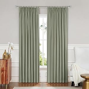 Central Park Sage Green 100% Blackout Pinch Pleat Window Curtain for Bedroom Living Room Window T... | Amazon (US)