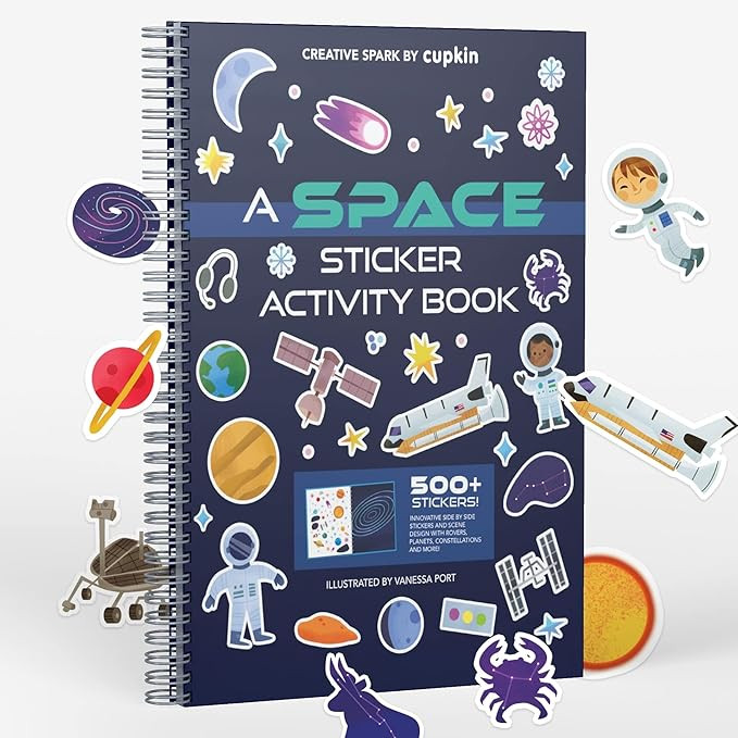 Outer Space Stickers + Coloring Book by Cupkin: Innovative Side by Side Sticker Books - Spiral Bi... | Amazon (US)