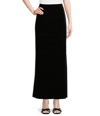 Alex Evenings Stretch Velvet Fishtail Pull-On A-Line Maxi Skirt | Dillard's | Dillard's