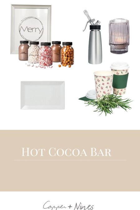 A hot cocoa bar is a beautiful + intentional idea for your home. My favorite part is the whipped cream dispenser - it’s the perfect way to take your beverages creations up a notch! Also makes a great gift for the chocolate-lover in your life.

#hotcocoabar
#holidayideas
#diycocoabar
#hotchocolate


#LTKhome #LTKHoliday #LTKSeasonal