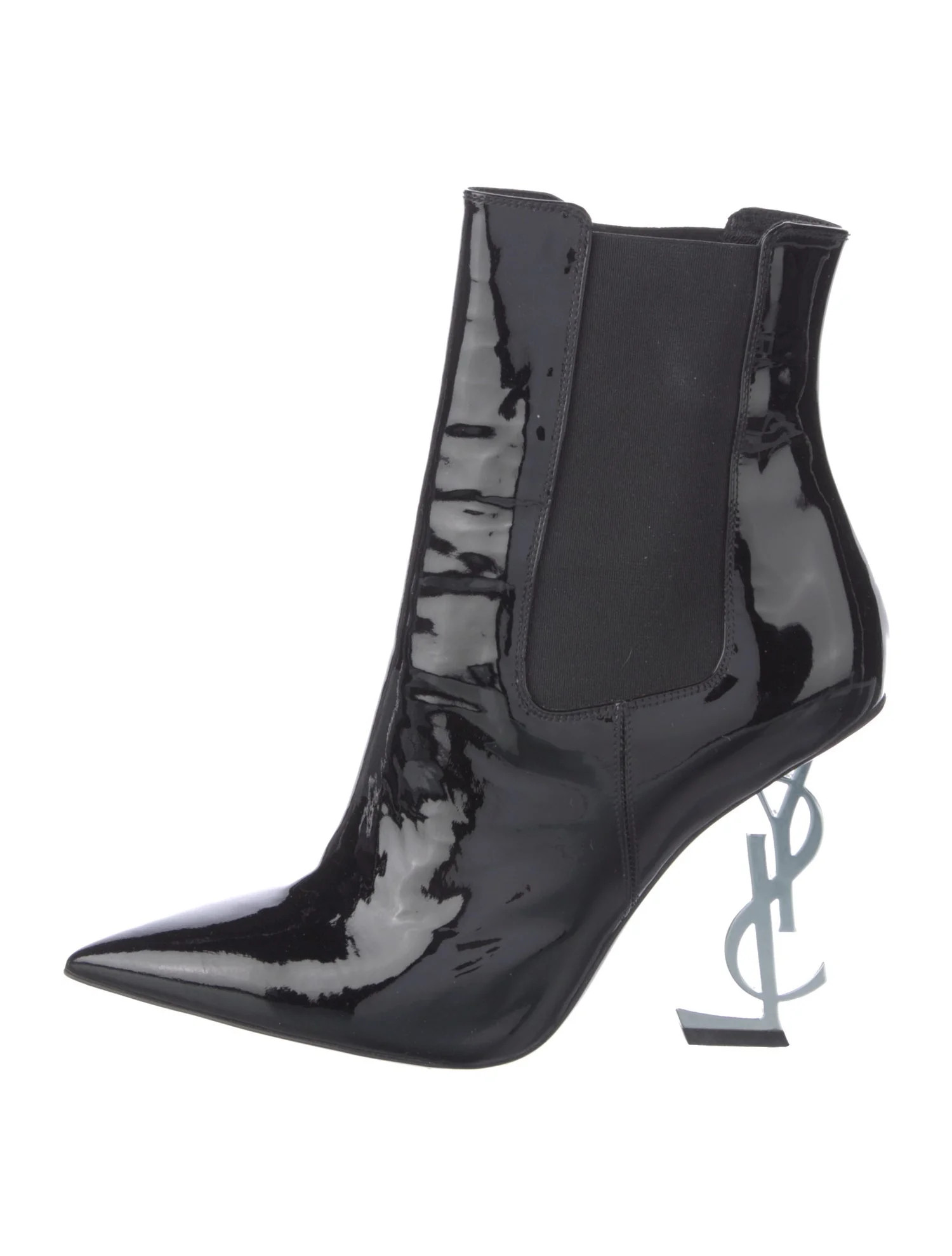 Saint Laurent Patent Leather Chelsea Boots - Black Boots, Shoes - SNT466454 | The RealReal | The RealReal