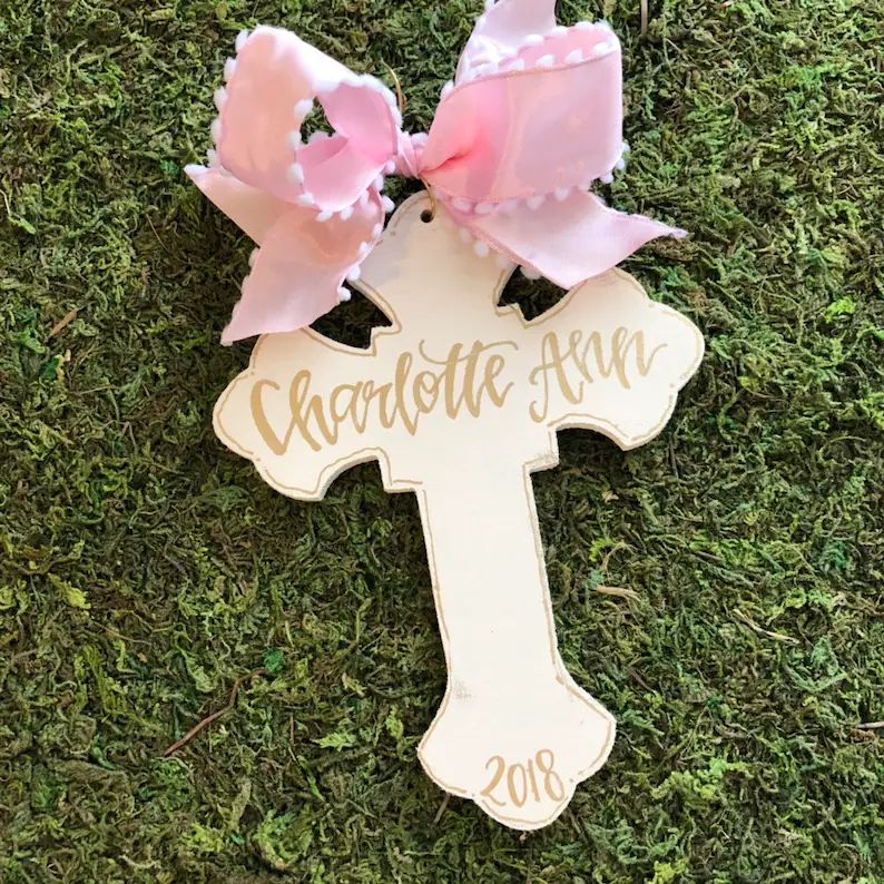 Cross ornament / personalized cross / baptism gift / baby dedication | Etsy (US)