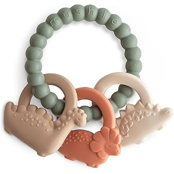 mushie Silicone Dino Teething Ring Toy | Amazon (US)