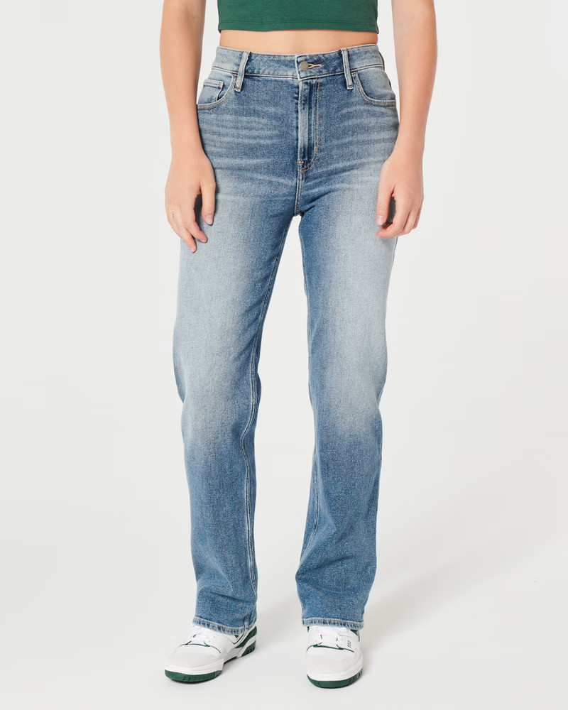 Ultra High-Rise Medium Wash Dad Jeans | Hollister (UK)